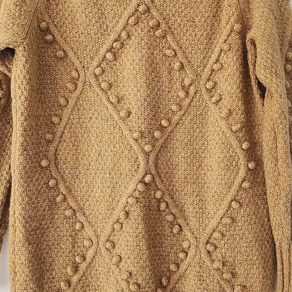 Anthropologie Moth pom pom knit sweater mustard wool blend tunic length size S - Picture 2 of 7